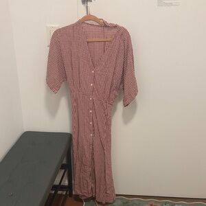 Asics Red Checkered Long Sleeve Dress